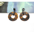 Textura de leopardo personalizada Joyería de anillo de orejas para mujeres Pendientes de caparazón de tortuga acetato